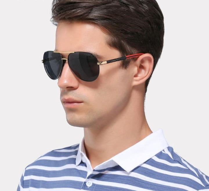 Vintage męskie okulary przeciwsłoneczne – Luca-Gold Schwarz-Trend Polska