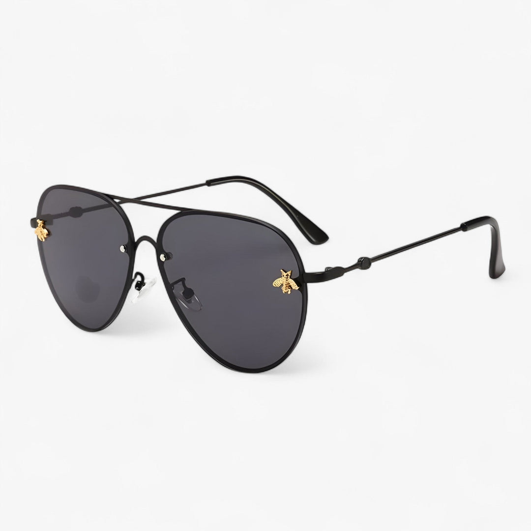 Vintage okulary pilota z detalem pszczoły – Halcyon-Czarny-Trend Polska