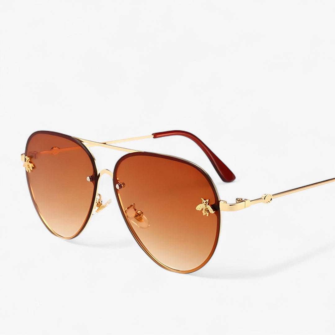 Vintage okulary pilota z detalem pszczoły – Halcyon-Gold Braun-Trend Polska