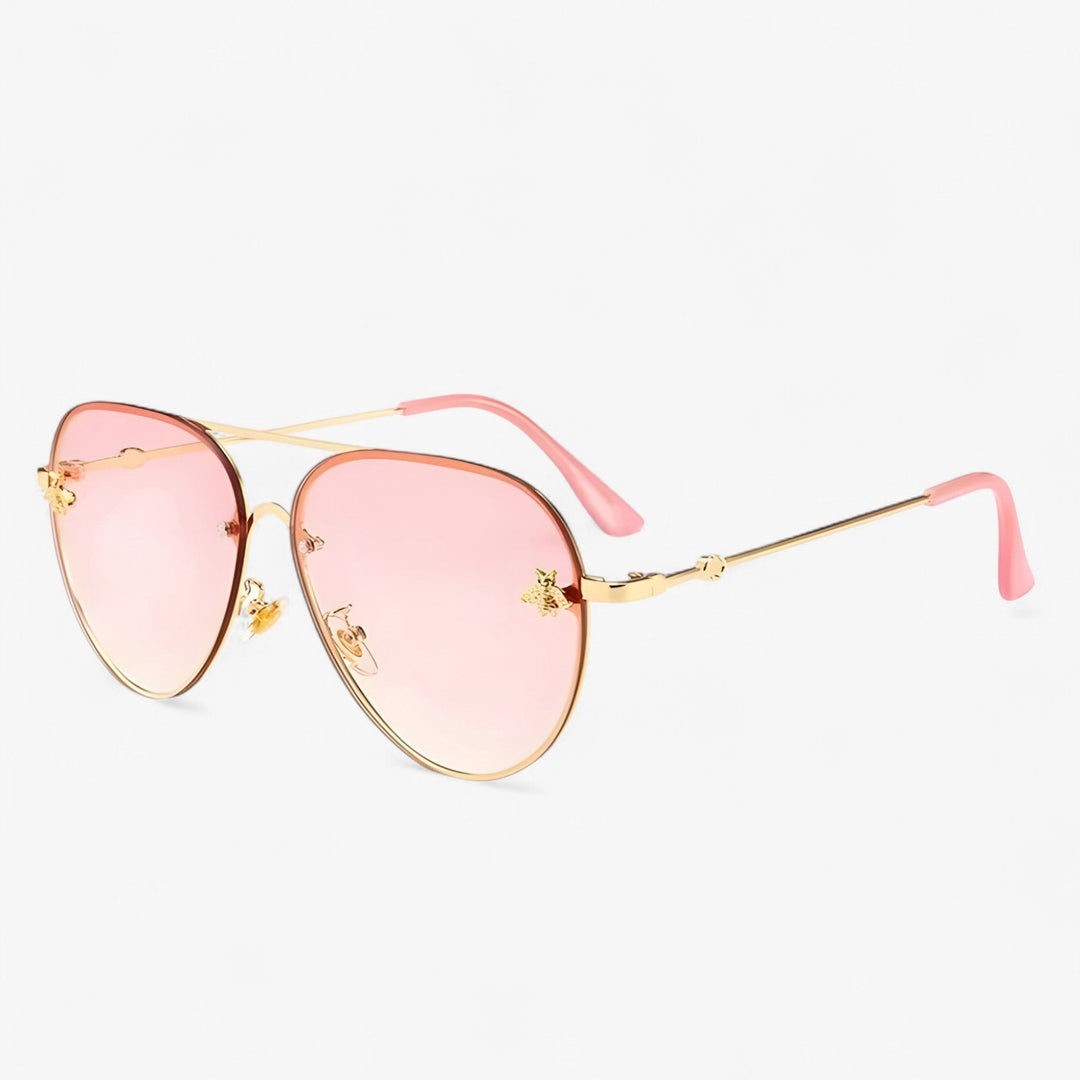 Vintage okulary pilota z detalem pszczoły – Halcyon-Rosegold-Trend Polska