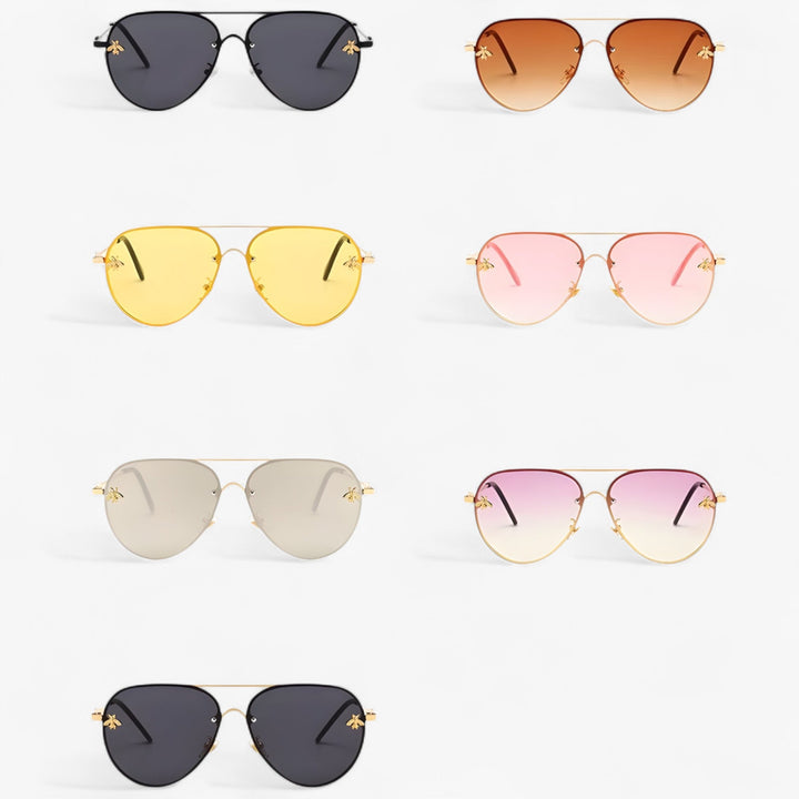 Vintage okulary pilota z detalem pszczoły – Halcyon-Złoto Srebro-Trend Polska