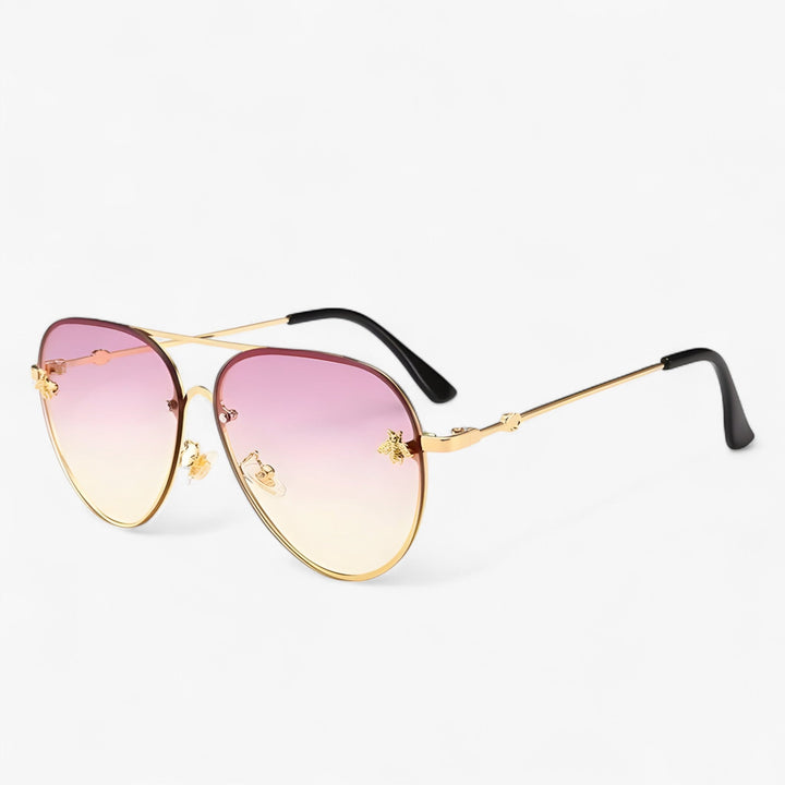 Vintage okulary pilota z detalem pszczoły – Halcyon-Złoto Srebro-Trend Polska
