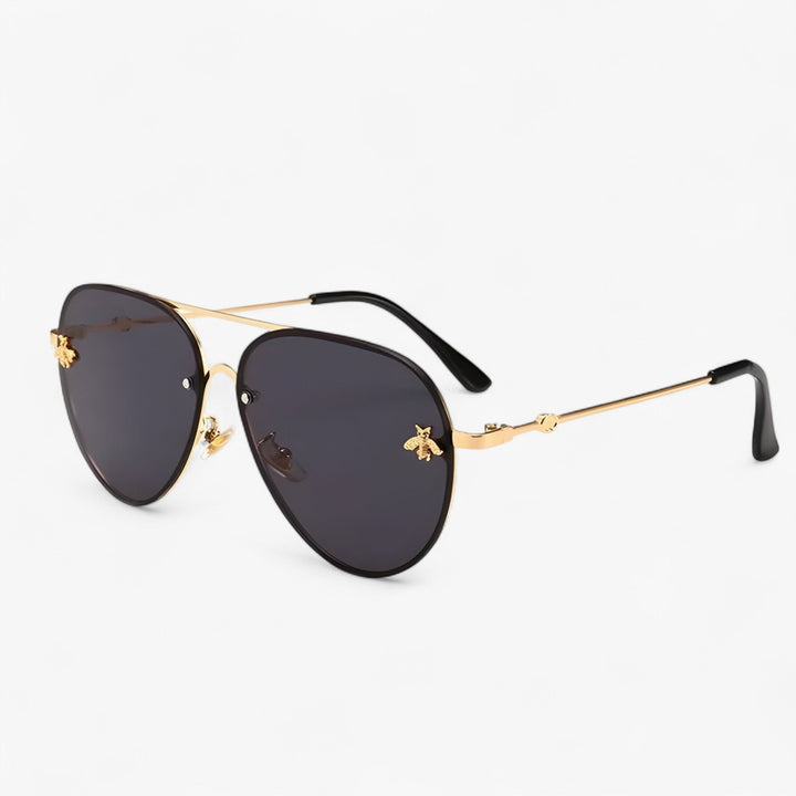 Vintage okulary pilota z detalem pszczoły – Halcyon-Złoto Srebro-Trend Polska