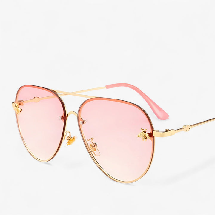 Vintage okulary pilota z detalem pszczoły – Halcyon-Złoto Srebro-Trend Polska