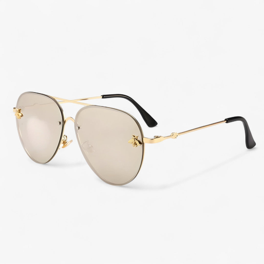 Vintage okulary pilota z detalem pszczoły – Halcyon-Złoto Srebro-Trend Polska