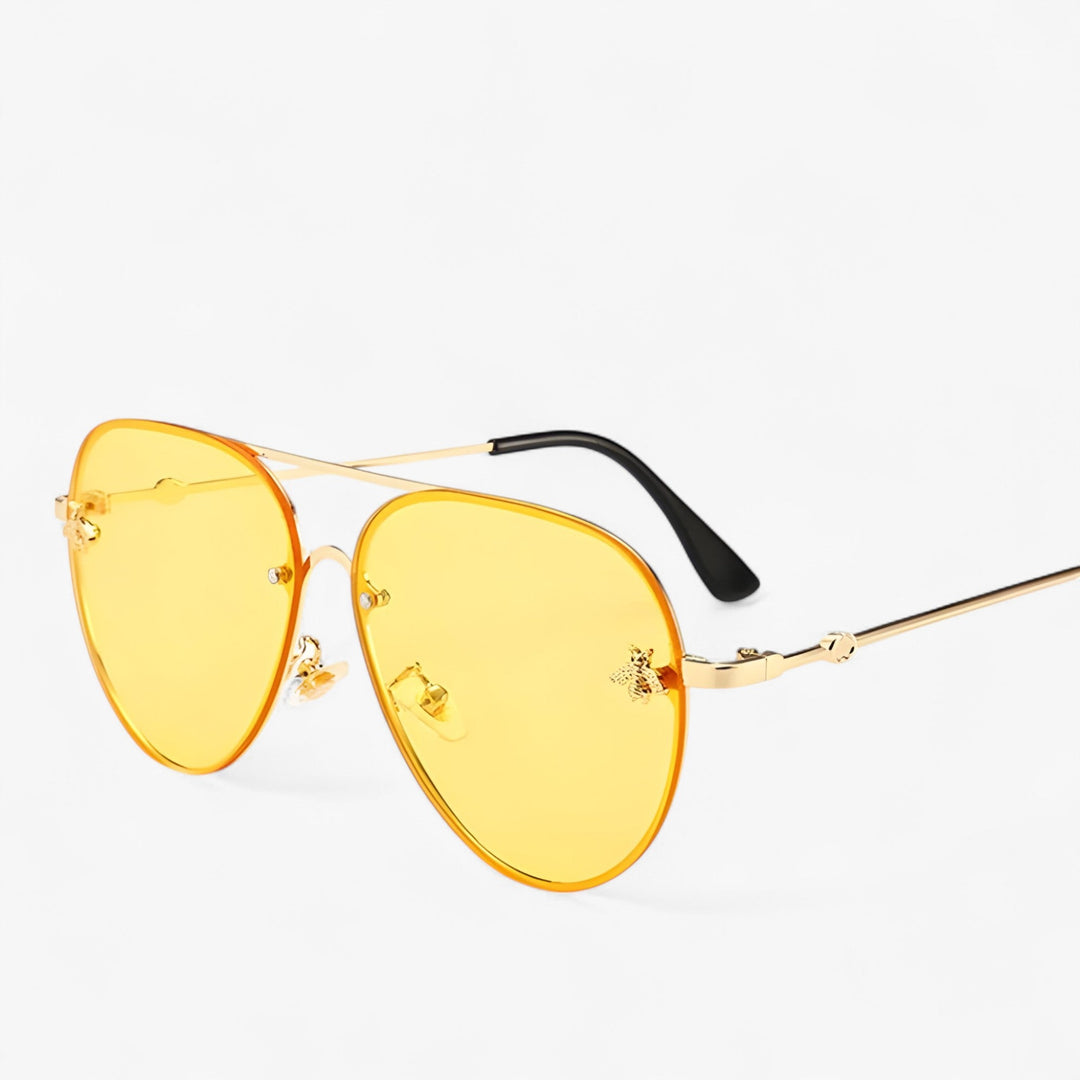 Vintage okulary pilota z detalem pszczoły – Halcyon-Złoto Srebro-Trend Polska