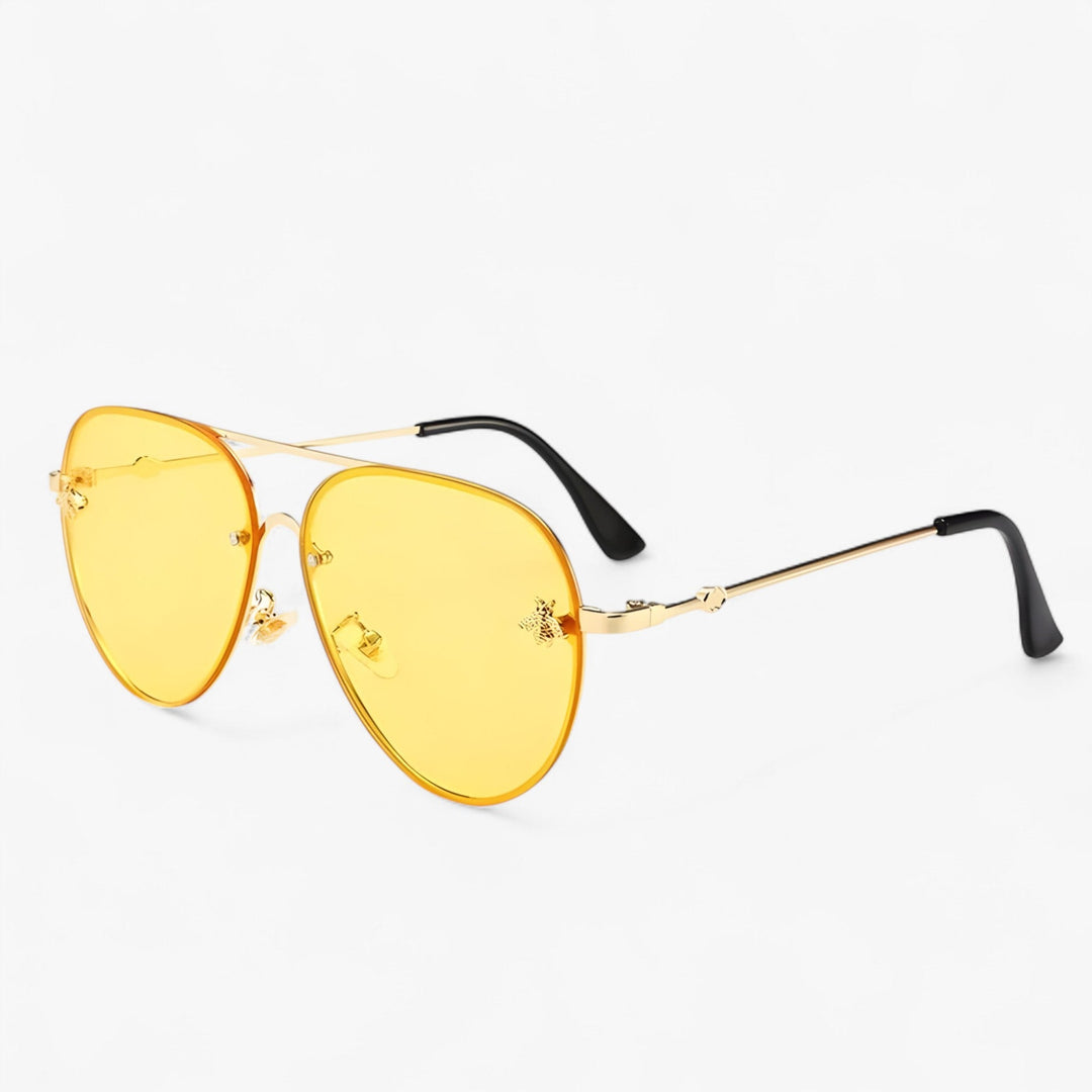 Vintage okulary pilota z detalem pszczoły – Halcyon-Żółte Złoto-Trend Polska