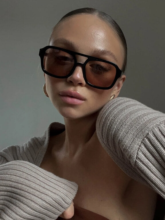 Vintage okulary przeciwsłoneczne z UV i retro urokiem – Loreen-Czarny/Pomarańczowy-Trend Polska
