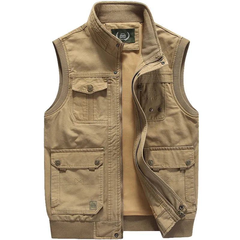 Vintage outdoorowa kamizelka z praktycznymi kieszeniami dla mężczyzn – Elias-Khaki-XS-Trend Polska