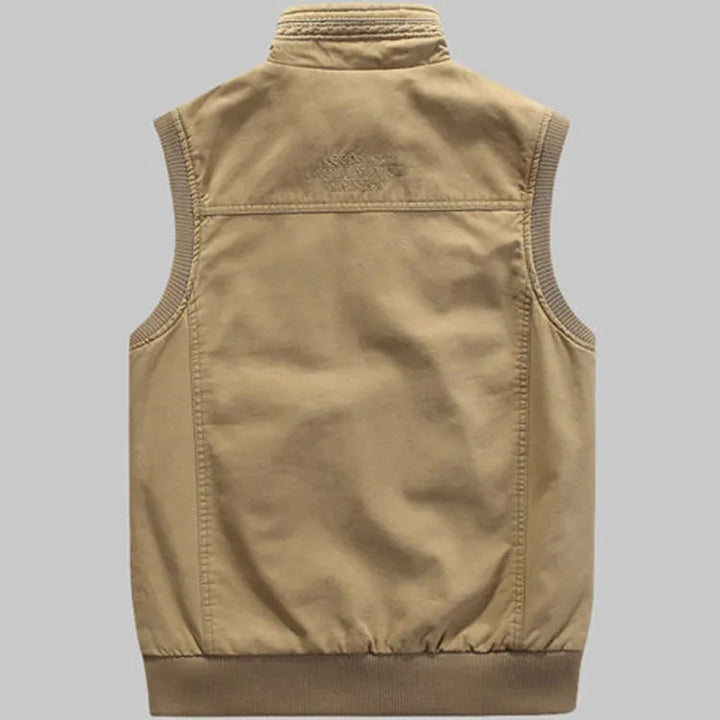 Vintage outdoorowa kamizelka z praktycznymi kieszeniami dla mężczyzn – Elias-Khaki-XS-Trend Polska