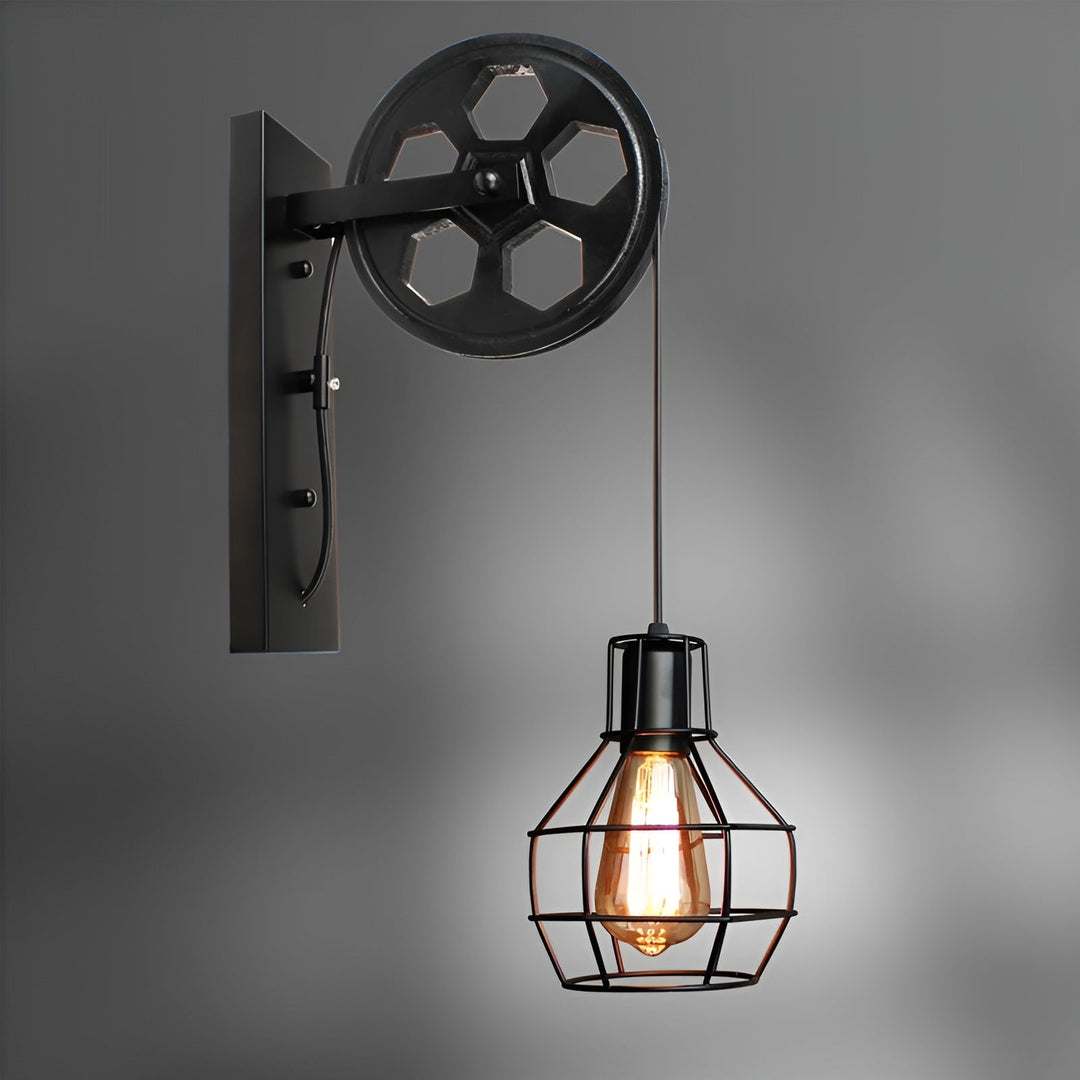 Vintage przemysłowa lampa ścienna LED - IronGlare-Czarny-Trend Polska