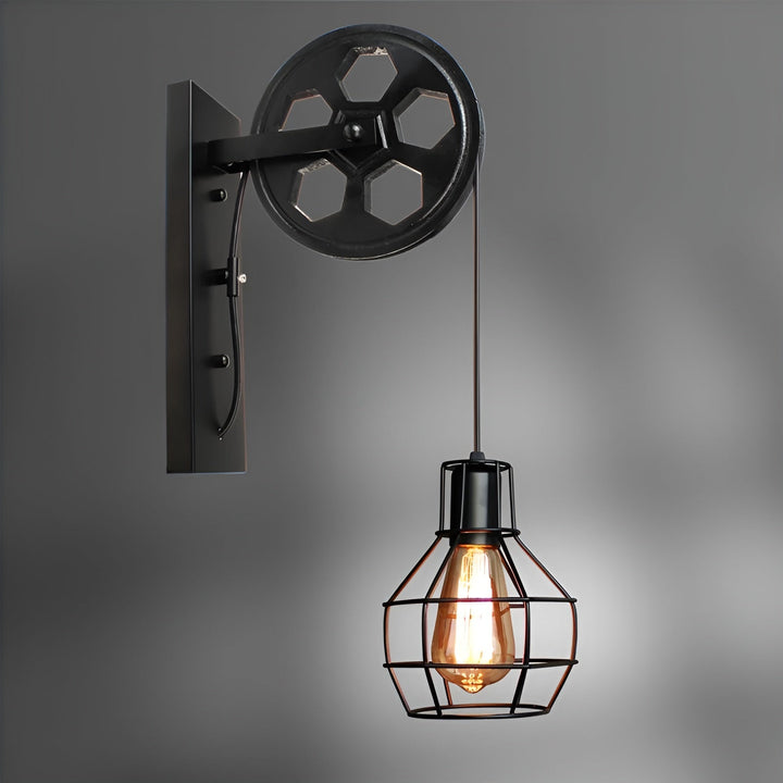 Vintage przemysłowa lampa ścienna LED - IronGlare-Czarny-Trend Polska