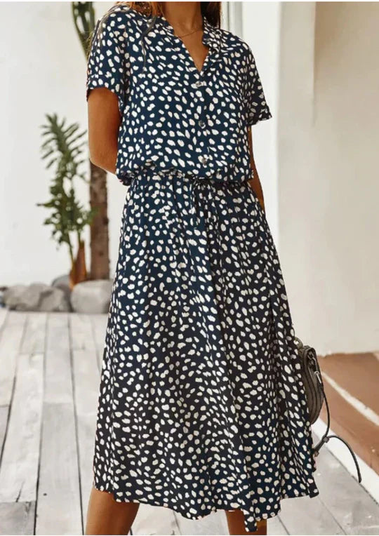 Vintage Sukienka Letnia z Rękawami 3/4 – Maevy-Niebieski-S-Trend Polska