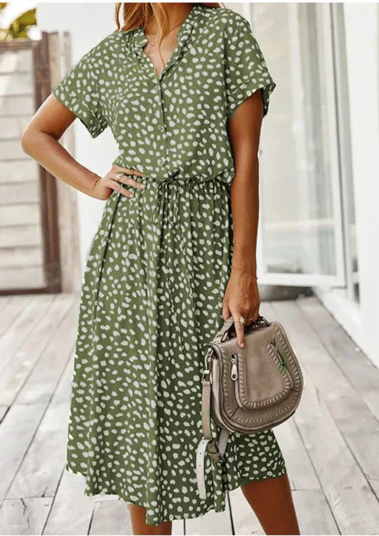Vintage Sukienka Letnia z Rękawami 3/4 – Maevy-Zielony-S-Trend Polska