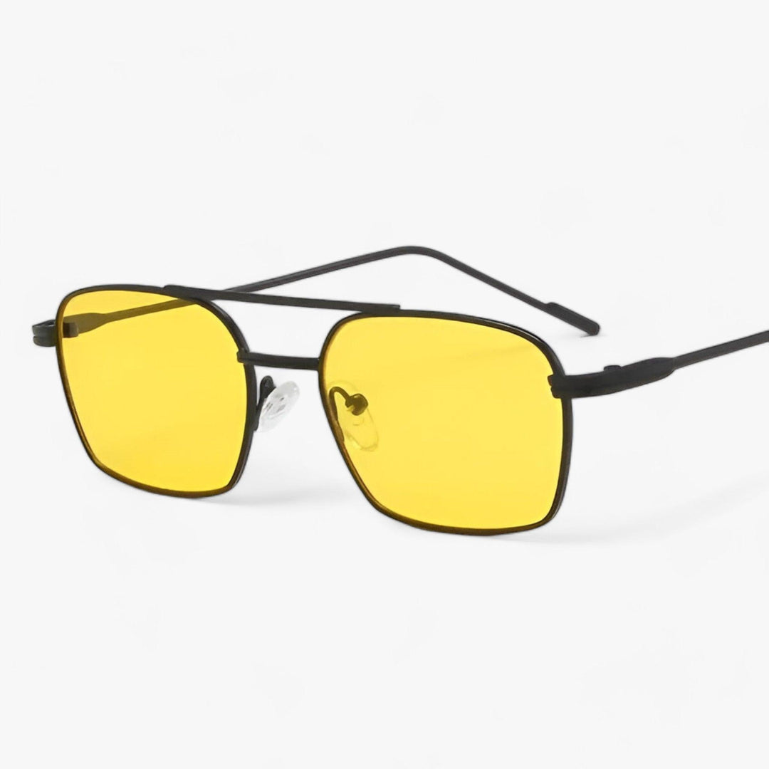 Vintage unisex okulary przeciwsłoneczne z podwójnym mostkiem – Aero-Schwartz Żółty-Trend Polska