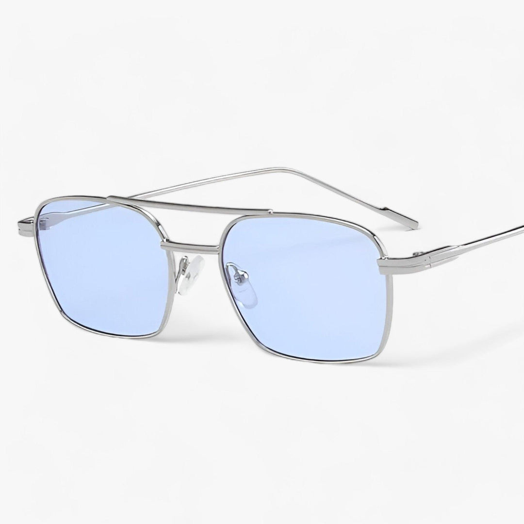 Vintage unisex okulary przeciwsłoneczne z podwójnym mostkiem – Aero-Srebrny Niebieski-Trend Polska