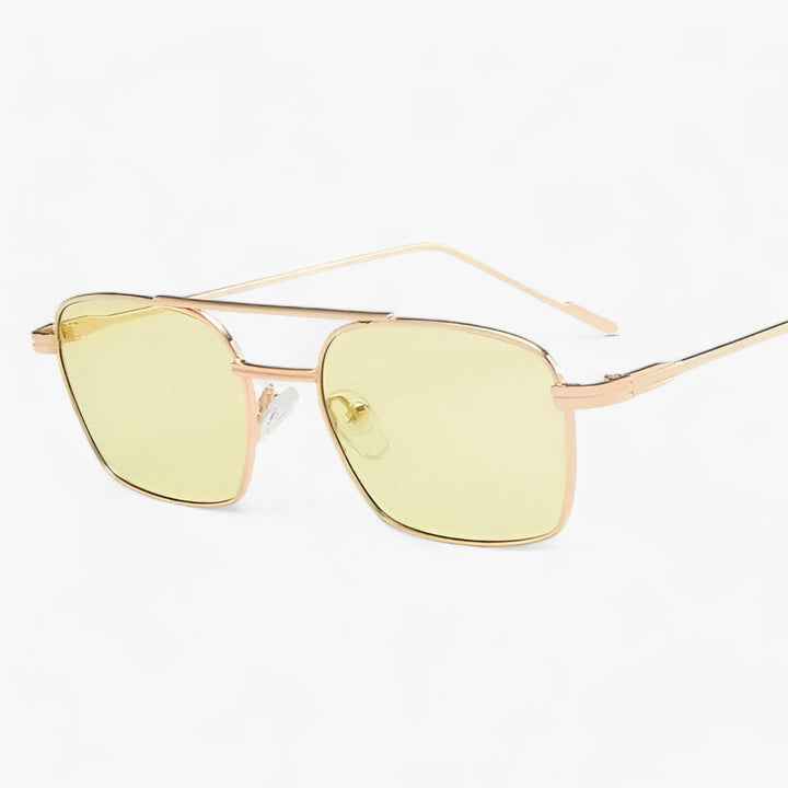 Vintage unisex okulary przeciwsłoneczne z podwójnym mostkiem – Aero-Złoty Zielony-Trend Polska