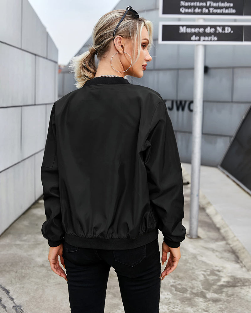 Vintageowa Kurtka Bomberka – Everly-Czarny-XS-Trend Polska