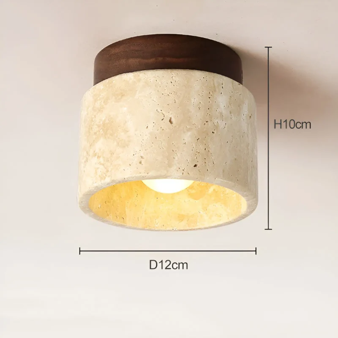 Wabi Sabi Żółty Marmur Japońska Lampa sufitowa - TranquilStone-orzech włoski-Trend Polska