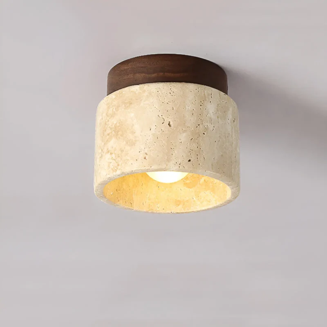 Wabi Sabi Żółty Marmur Japońska Lampa sufitowa - TranquilStone-orzech włoski-Trend Polska