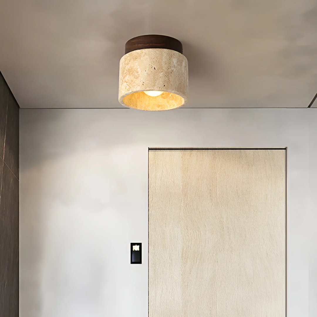 Wabi Sabi Żółty Marmur Japońska Lampa sufitowa - TranquilStone-orzech włoski-Trend Polska