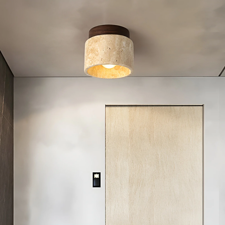 Wabi Sabi Żółty Marmur Japońska Lampa sufitowa - TranquilStone-orzech włoski-Trend Polska