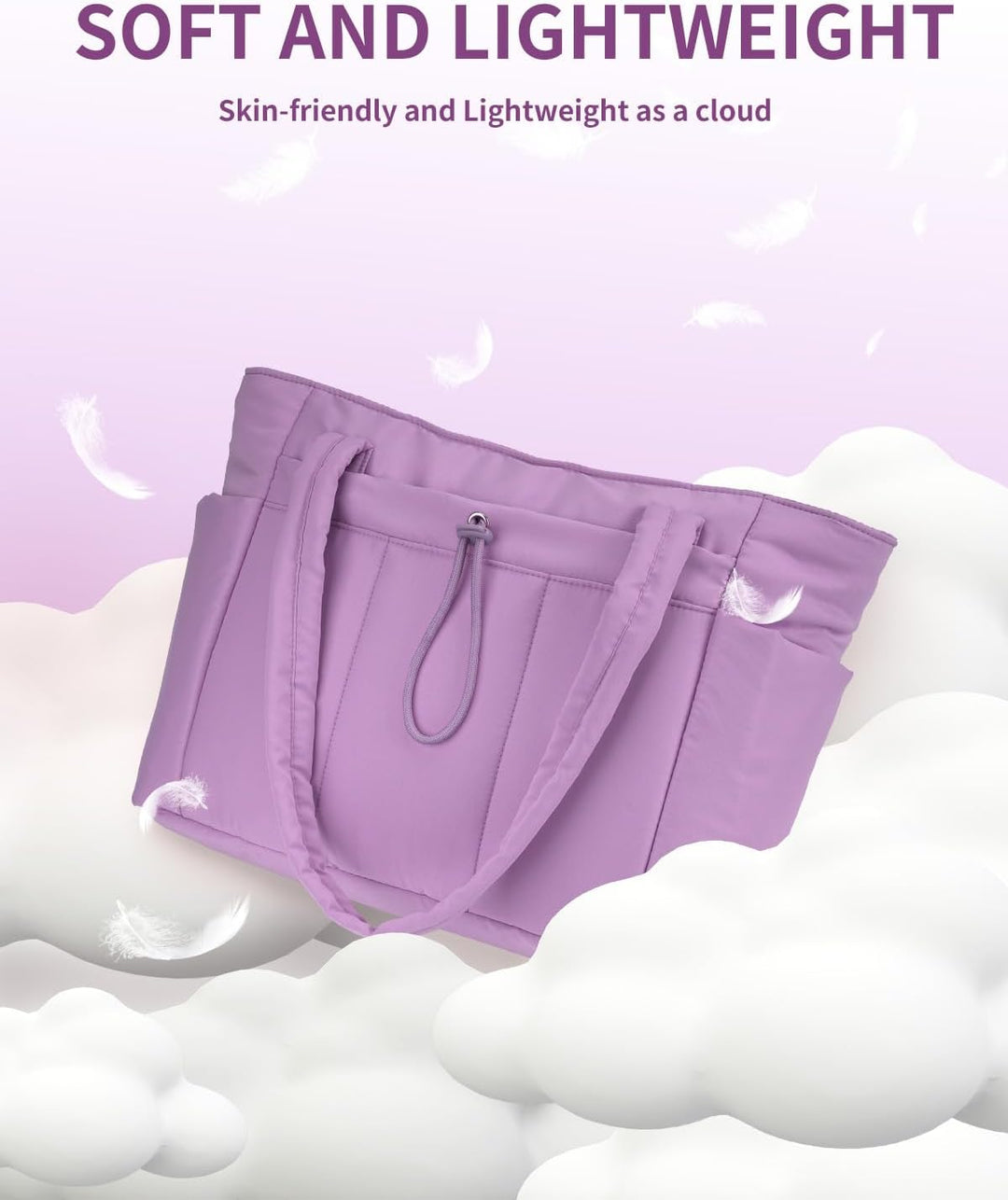 Quilted Puffer Tote z uchwytem na kubek i kieszenią na laptopa do podróży i pracy
