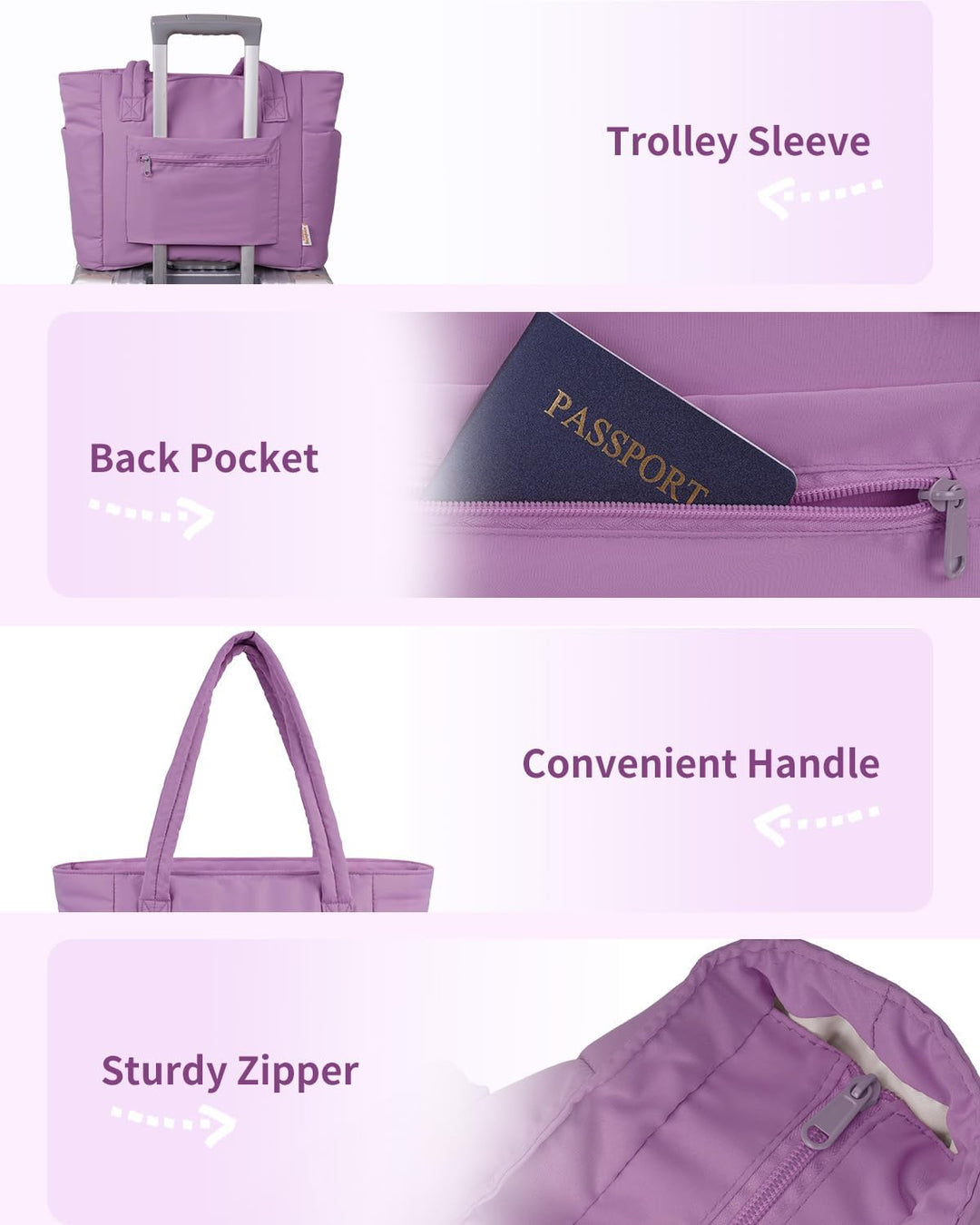 Quilted Puffer Tote z uchwytem na kubek i kieszenią na laptopa do podróży i pracy