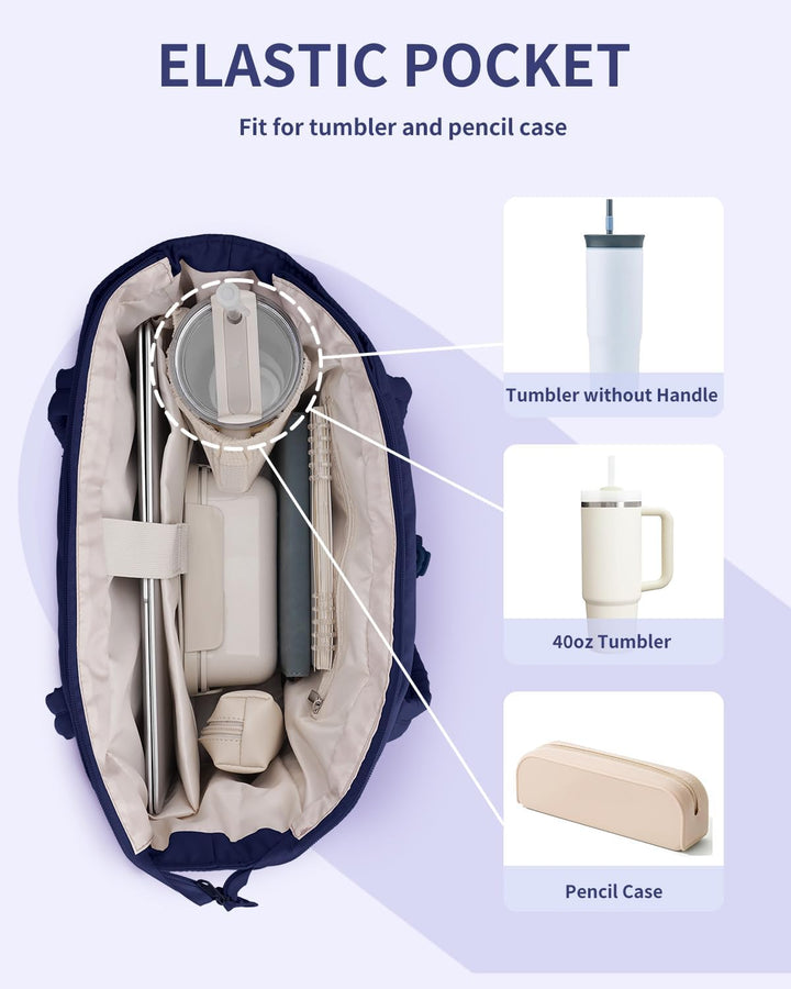 Quilted Puffer Tote z uchwytem na kubek i kieszenią na laptopa do podróży i pracy