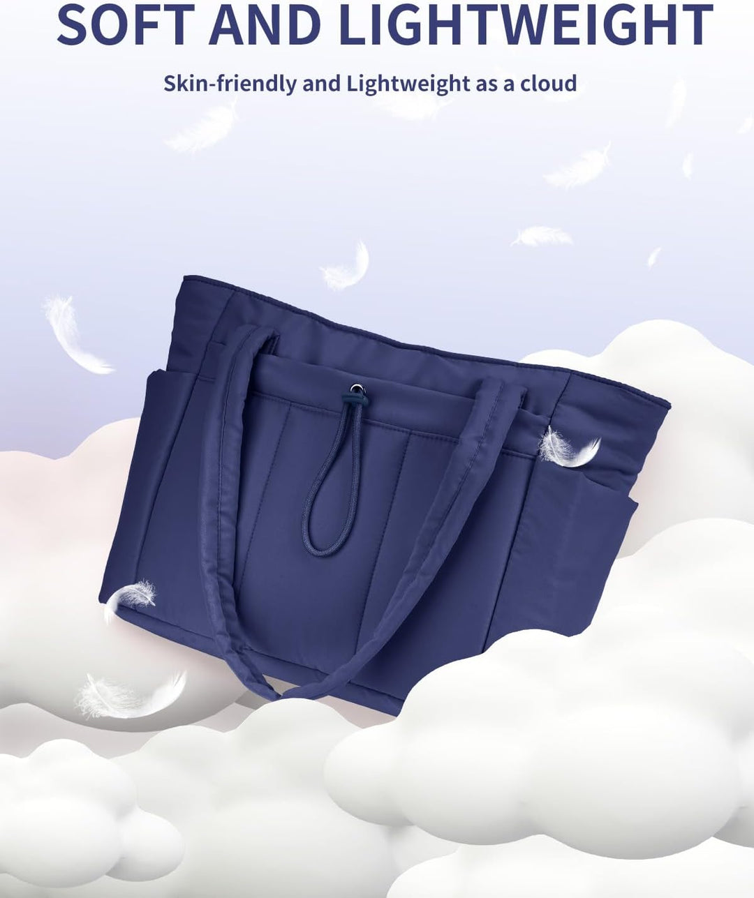 Quilted Puffer Tote z uchwytem na kubek i kieszenią na laptopa do podróży i pracy