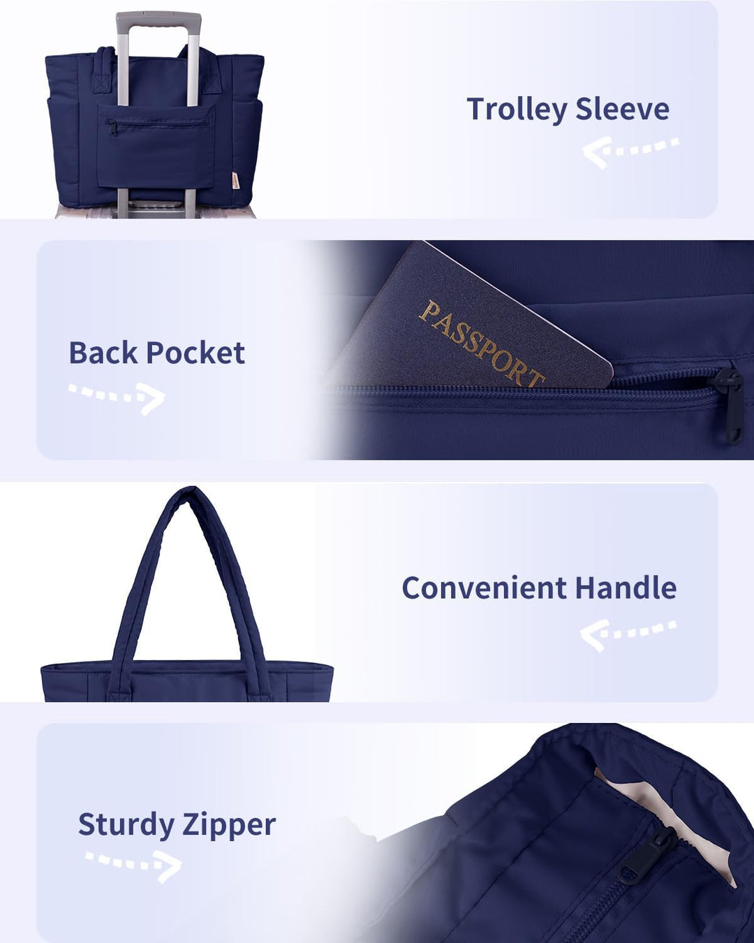 Quilted Puffer Tote z uchwytem na kubek i kieszenią na laptopa do podróży i pracy