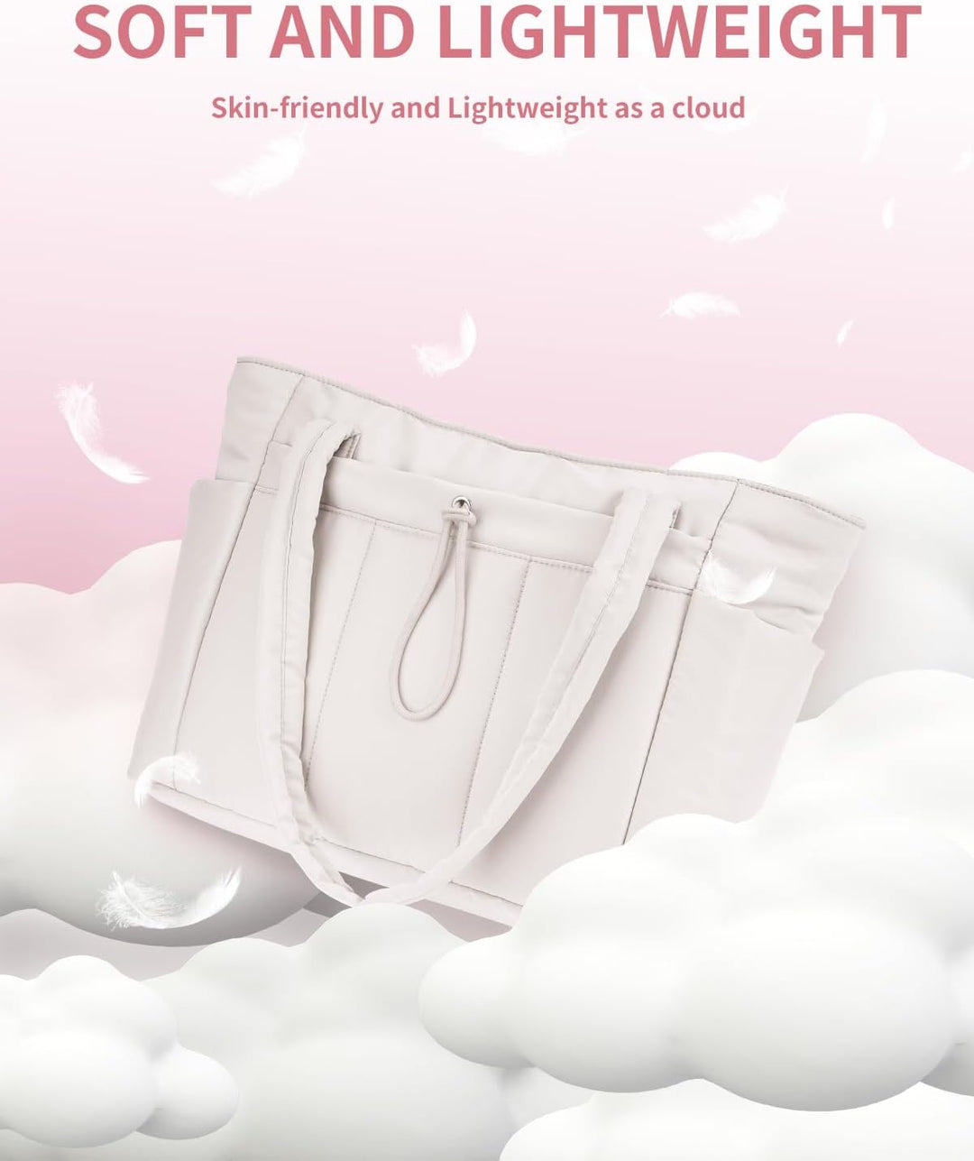 Quilted Puffer Tote z uchwytem na kubek i kieszenią na laptopa do podróży i pracy