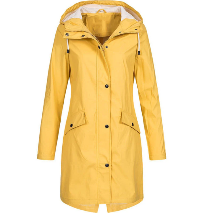 Waterproof Damska Długa Kurtka Przeciwdeszczowa - Luna-Żółty-S-Trend Polska