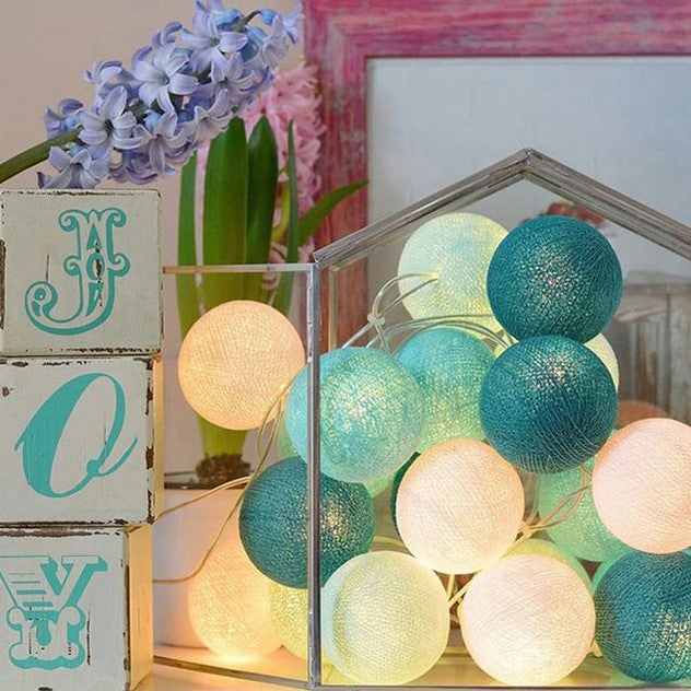 Wesoła bawełniana świecąca lina z kulkami - LumiBall-Słodycze-1,5 metra 10 lampków-USB-Trend Polska