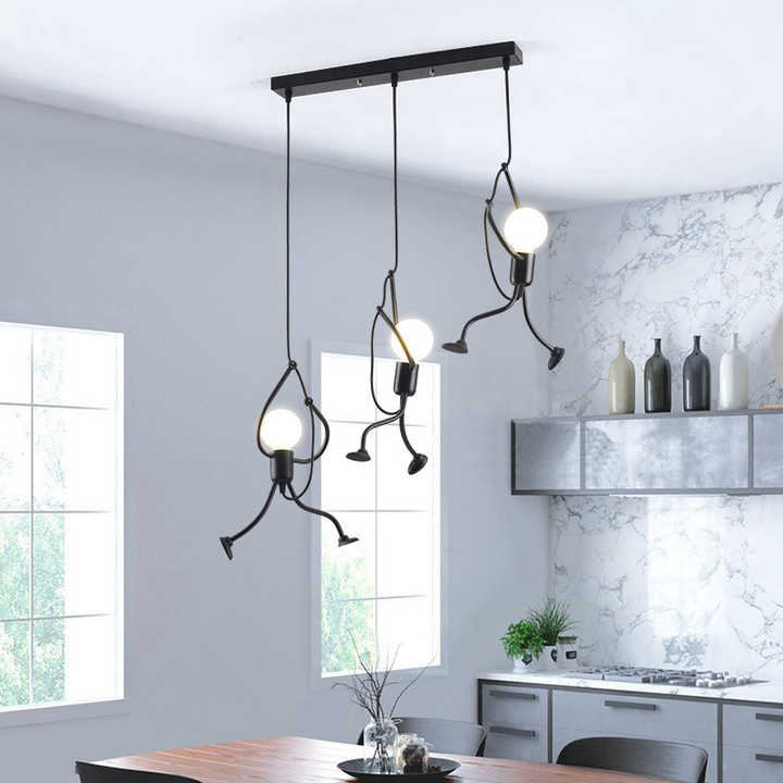 Wesoła Lampa Ścienna w Kształcie Lalki - RetroGlow-3 lampy w jednym promieniu-Trend Polska