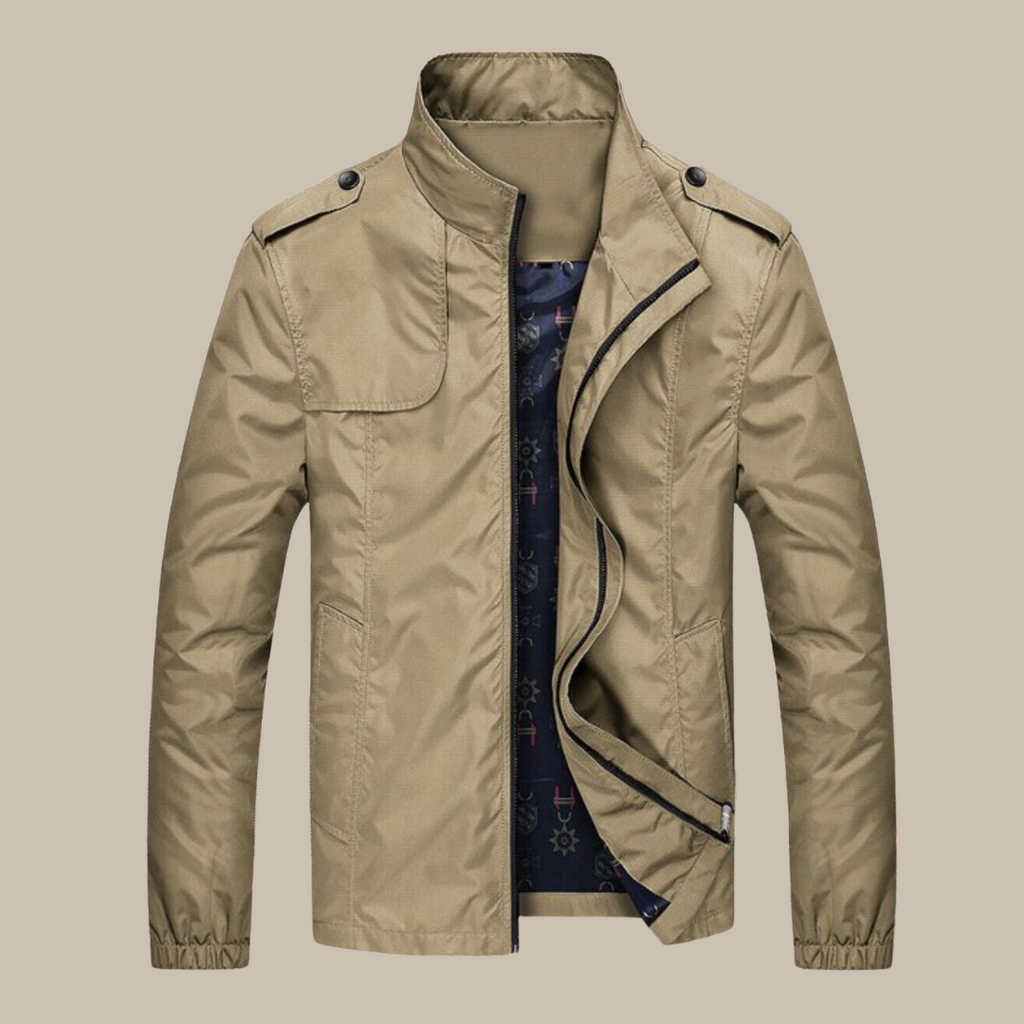 Wiatrówka męska z kołnierzem - Camden-Khaki-M-Trend Polska
