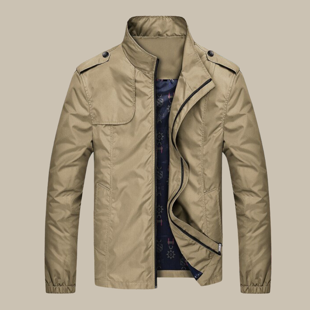 Wiatrówka męska z kołnierzem - Camden-Khaki-M-Trend Polska