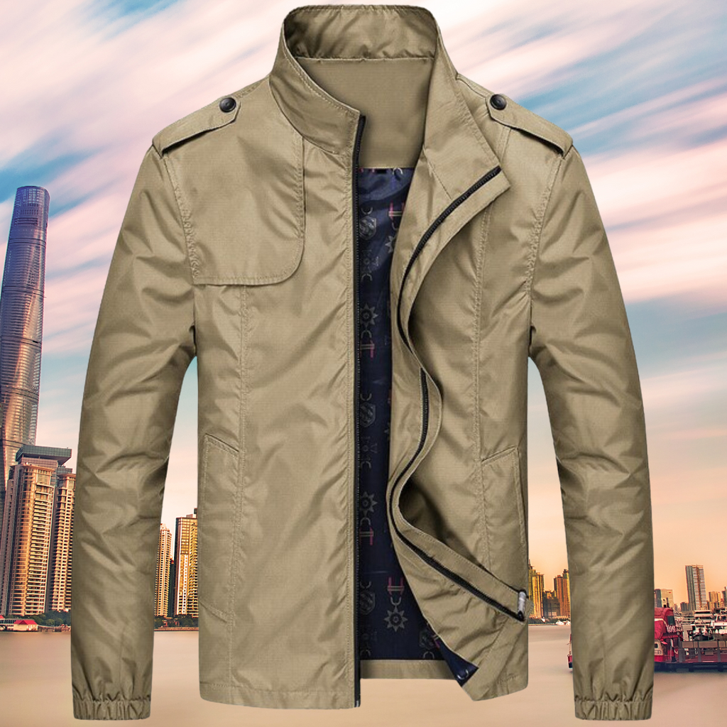 Wiatrówka męska z kołnierzem - Camden-Khaki-M-Trend Polska