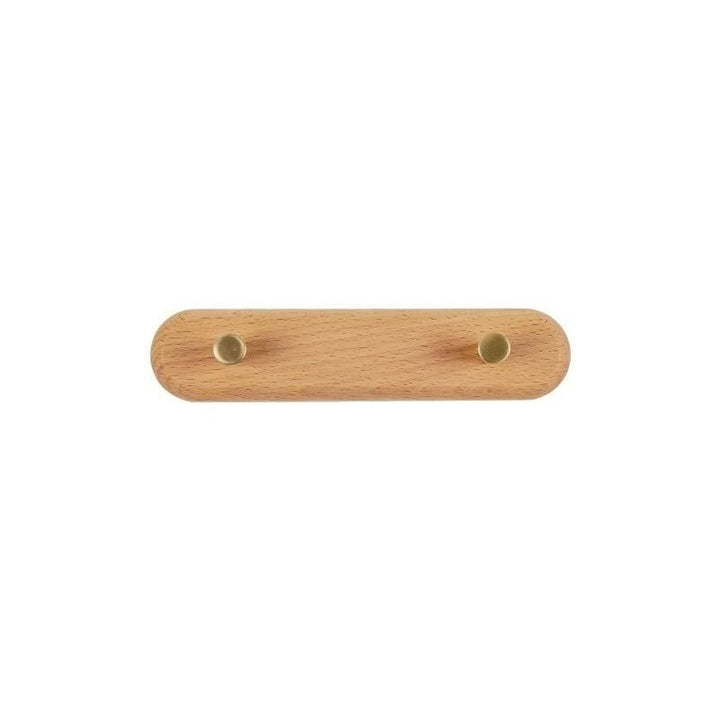 Wieszak ścienny z drewna z mosiężnymi hakami - LignaHook-Bukowiec-2 Haki (20 cm)-Trend Polska