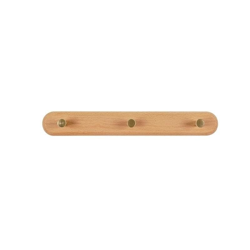 Wieszak ścienny z drewna z mosiężnymi hakami - LignaHook-Bukowiec-3 Haki (32 cm)-Trend Polska