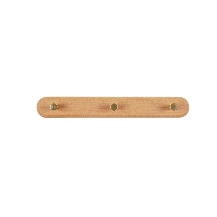 Wieszak ścienny z drewna z mosiężnymi hakami - LignaHook-Bukowiec-3 Haki (32 cm)-Trend Polska