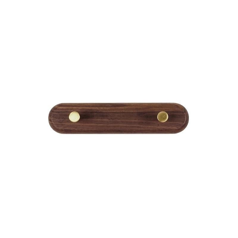 Wieszak ścienny z drewna z mosiężnymi hakami - LignaHook-Czarny Orzech-2 Haki (20 cm)-Trend Polska