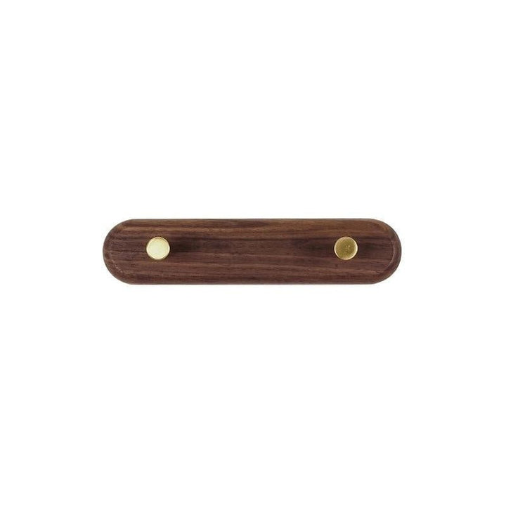 Wieszak ścienny z drewna z mosiężnymi hakami - LignaHook-Czarny Orzech-2 Haki (20 cm)-Trend Polska