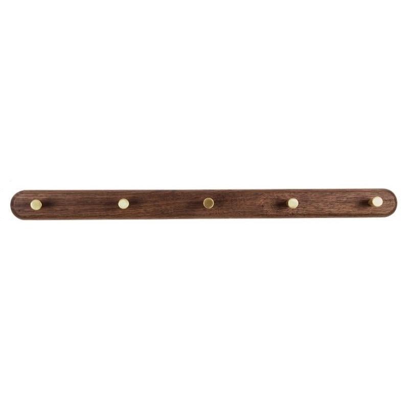 Wieszak ścienny z drewna z mosiężnymi hakami - LignaHook-Czarny Orzech-5 Haki (56 cm)-Trend Polska