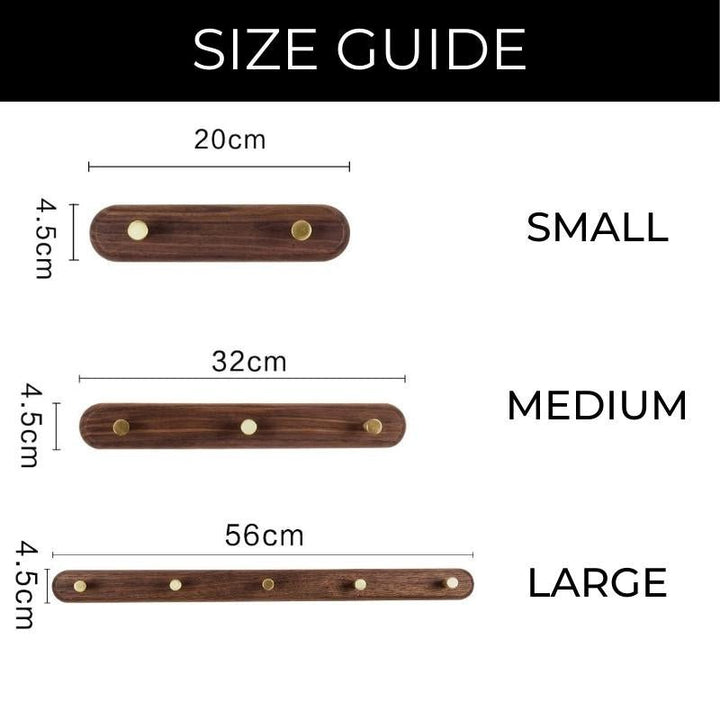 Wieszak ścienny z drewna z mosiężnymi hakami - LignaHook-Bukowiec-2 Haki (20 cm)-Trend Polska