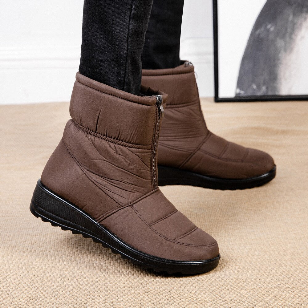 Wodoodporne ocieplane półwysokie damskie buty śniegowe - Clara Snow Walk Pro-Brązowy-38-Trend Polska