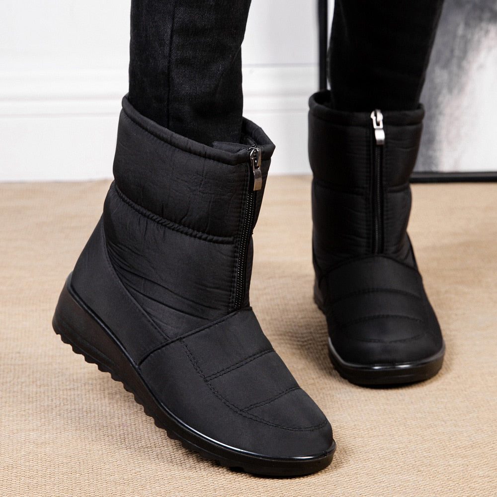 Wodoodporne ocieplane półwysokie damskie buty śniegowe - Clara Snow Walk Pro-Czarny-38-Trend Polska