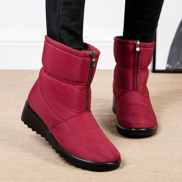 Wodoodporne ocieplane półwysokie damskie buty śniegowe - Clara Snow Walk Pro-Czerwony-38-Trend Polska