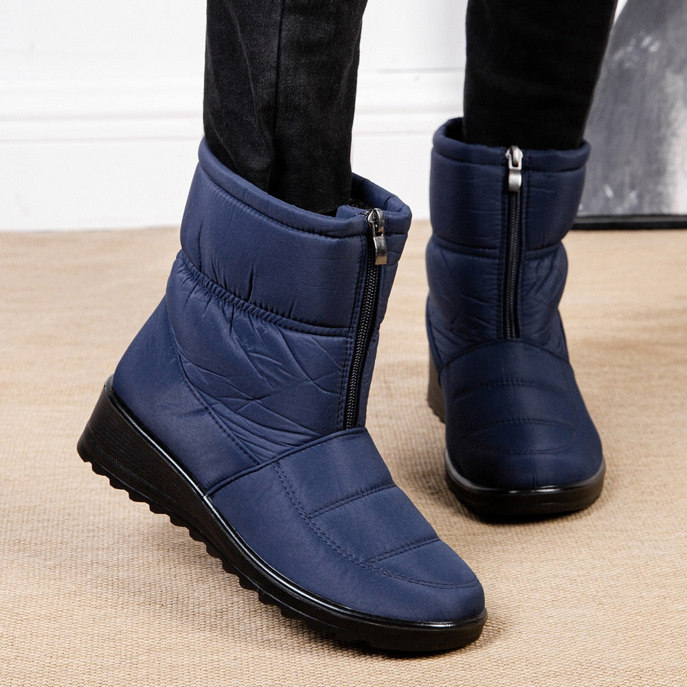 Wodoodporne ocieplane półwysokie damskie buty śniegowe - Clara Snow Walk Pro-Niebieski-38-Trend Polska