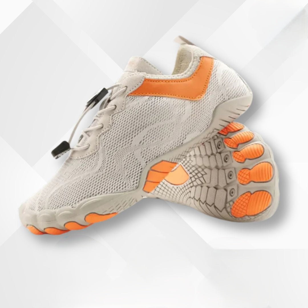 Wodoodporne ortopedyczne buty do chodzenia boso – Nayla-Hellgrau-Orange-35-Trend Polska
